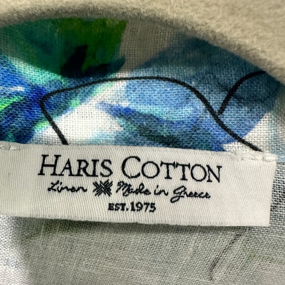 Haris‎ Cotton Button Up Jacket Women Small 100% Linen Blue Floral Watercolors - Picture 3 of 11
